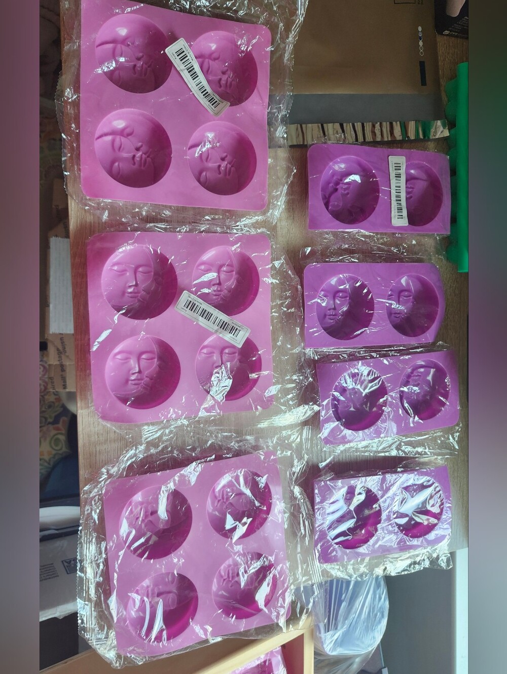 Silicone Sun And  Moon Mold Set Of 7 Molds- Pink